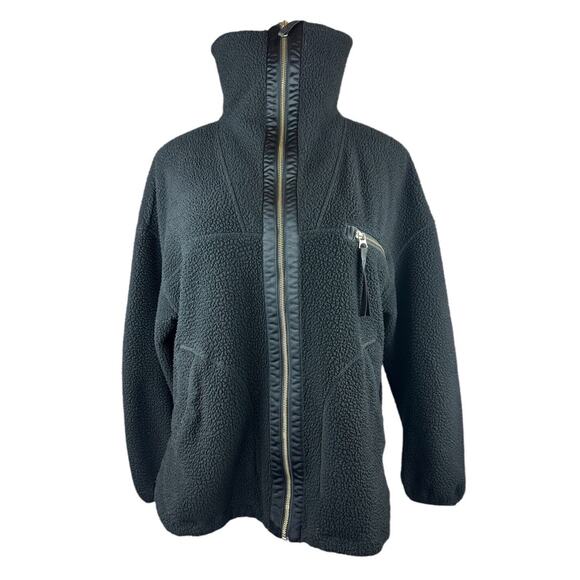 Varley Donley Fleece Jacket Black Oversized Full Zip High Neck Womens Size Large - Picture 2 of 16